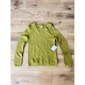 TABITHA WEBB NWT s Wool Blend sweater button Lambswool chartreuse long sleeve